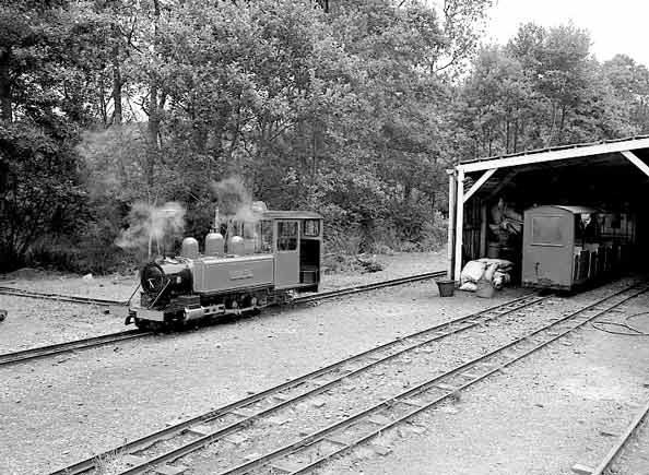 Having turned the loco ran up to the shed. We were privileged to get access to the normally inaccessible depot. Many thanks to Graham Ellis for arranging this. July 6 2003