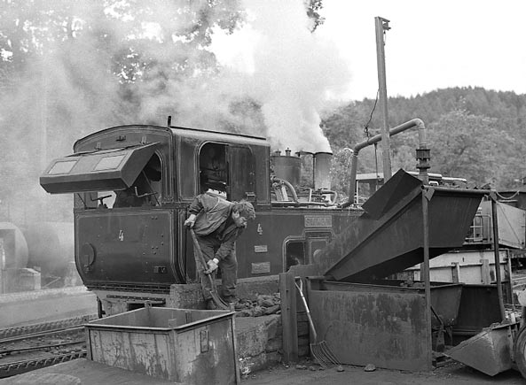 Driver Nigel Day coals No.4 'Snowdon' at the end of the day. July 11 2003