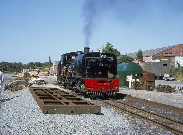 With the days jobs done NG143 pauses outside its shed at Dinas. July 12 2003