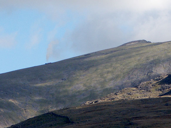 A close up of the train climbing to Snowdon summit. September 28 2003