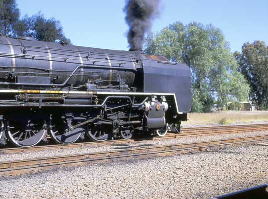 3501 waits to back down on to the train at Vryburg. May 1997