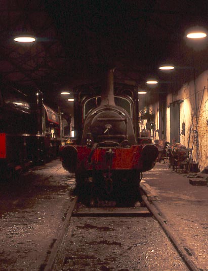 With the day's work done Irwell stands intside Marley Hill shed. December 8 1996 