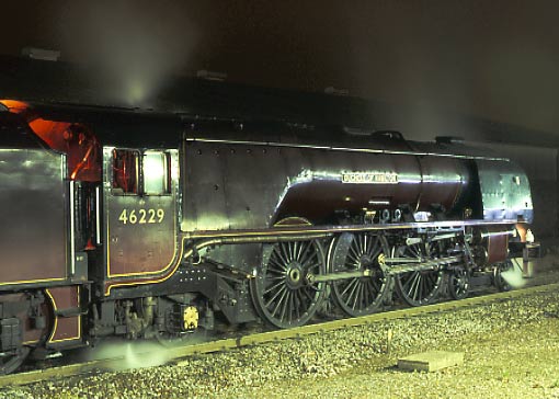 46229 Duchess of Hamilton at Andover during a water stop. November 16 1996
