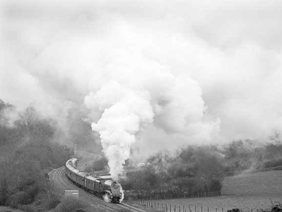 Almost there, and only just, 60009 Union of South Africa climbs Dainton Bank. November 22 2003