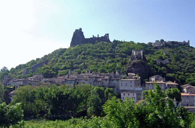 Traveling down the Rhone valley from Tournon we saw many runins on hill tops such as this one.