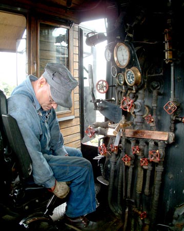 The fireman's side of 4960's cab. Note the comfortable seat! August 10 2005 © Nigel Day