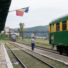DSC3097  Waving the loco onto the coaches at Anina. : Romania