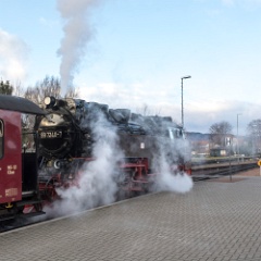 DSC0944  And back at Gernrode, it was still cold! 99 7240 prepares to head off to Quedlinburg. : Germany, HSB, Harz