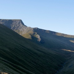 DSC6286  Looking back up the Glenderamackin river valley with Sharp Edge just to the left of centre. : Lake District