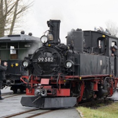 DSC6854  Meyer IVK 0-4-4-0t 99 582 runs round its train at Schönheide. : Germany
