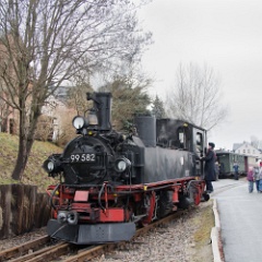 DSC6982  Back at Schönheide 99 582 runs round its train. : Germany