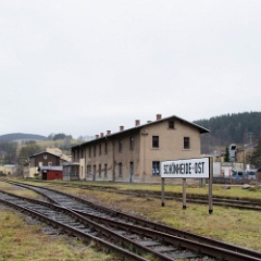 DSC7016  Down the hill from Schönheide is Schönheide Ost. This no closed station was on the line from Aue which was severed by a reservoir in the 1970s. It is now the intended destination of a tourist operation. : Germany